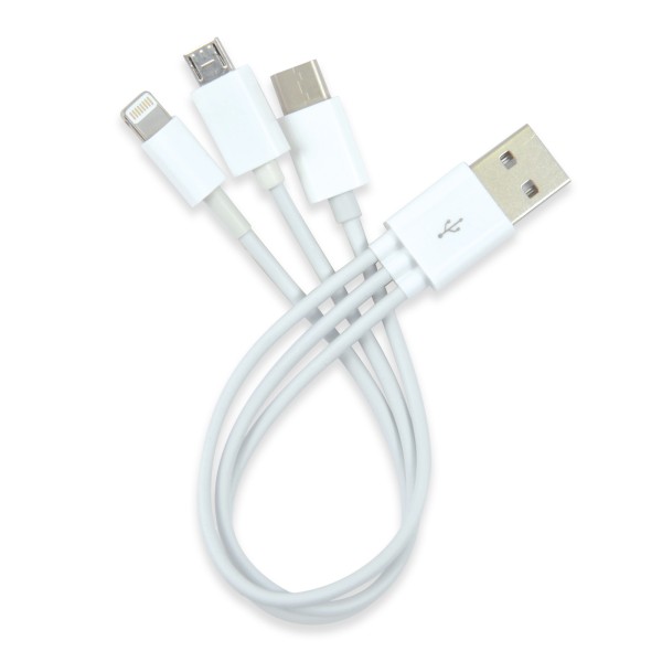 3 in 1 Combo USB Cable - Micro, 8 Pin, Type C Promotional Products, Corporate Gifts and Branded Apparel