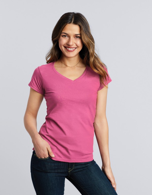 64V00L Gildan Softstyle Ladies V-Neck T-Shirt Promotional Products, Corporate Gifts and Branded Apparel