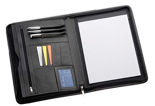A4 Non-Leather Compendium - Black Promotional Products, Corporate Gifts and Branded Apparel