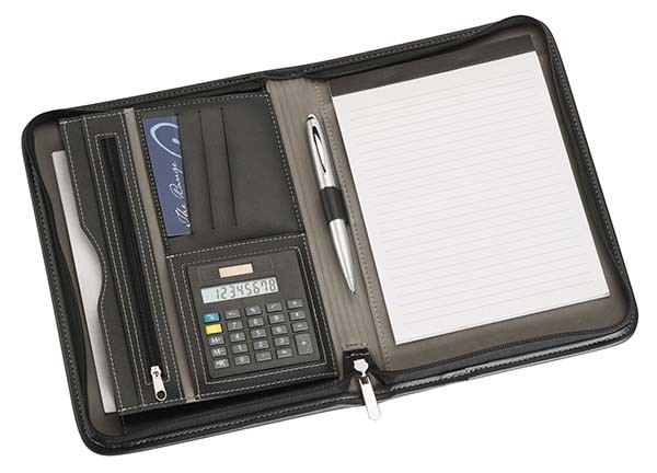 A5 Zippered Compendium with Calculator Promotional Products, Corporate Gifts and Branded Apparel