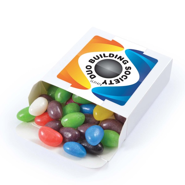 Assorted Colour Jelly Beans in 50g Box Promotional Products, Corporate Gifts and Branded Apparel