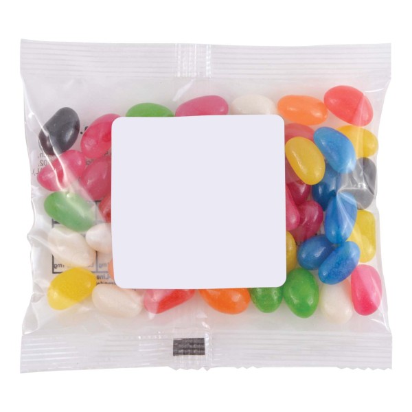 Assorted Colour Mini Jelly Beans in 50 Gram Cello Bag Promotional Products, Corporate Gifts and Branded Apparel
