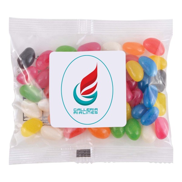 Assorted Colour Mini Jelly Beans in 50 Gram Cello Bag Promotional Products, Corporate Gifts and Branded Apparel