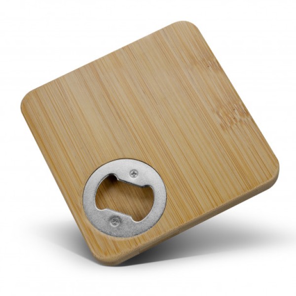 Bamboo Bottle Opener Coaster - Square Promotional Products, Corporate Gifts and Branded Apparel