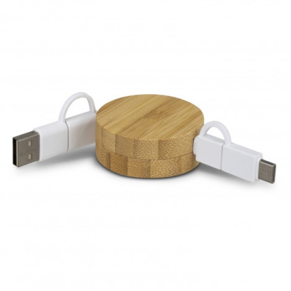 Bamboo Retractable Charging Cable Promotional Products, Corporate Gifts and Branded Apparel