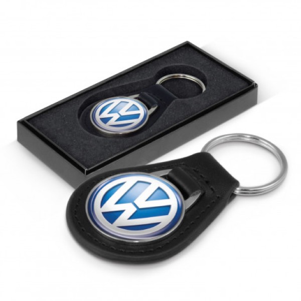 Baron Leather Key Ring - Round Promotional Products, Corporate Gifts and Branded Apparel