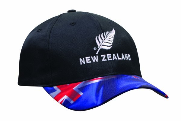 Breathable Poly Twill NZ Flag Peak Cap Promotional Products, Corporate Gifts and Branded Apparel