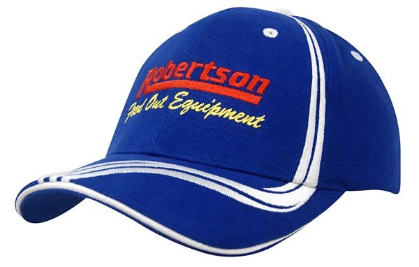 Brushed Heavy Cotton Cap with Waving Stripes on Crown & Peak Promotional Products, Corporate Gifts and Branded Apparel