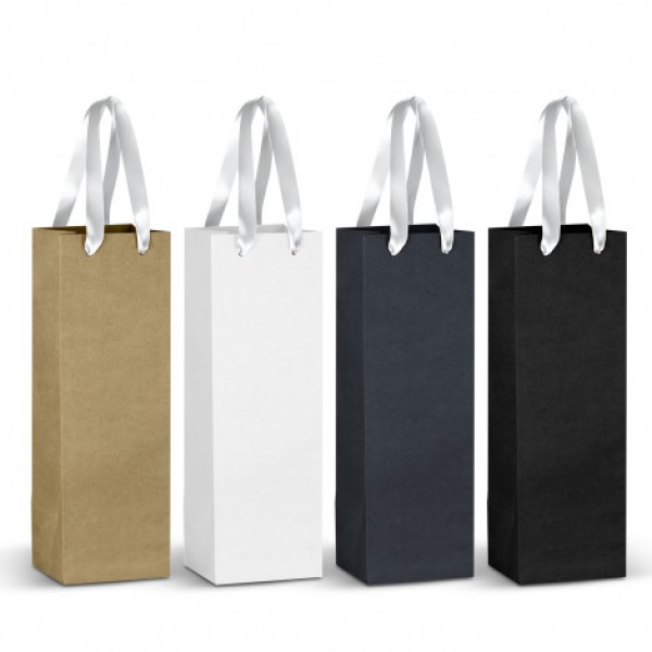 Champagne Ribbon Handle Paper Bag Promotional Products, Corporate Gifts and Branded Apparel