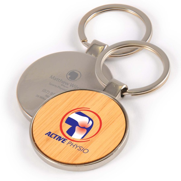 Circle Bamboo Zinc Keytag Promotional Products, Corporate Gifts and Branded Apparel