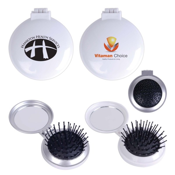 Compact Pop Up Brush / Mirror Set Promotional Products, Corporate Gifts and Branded Apparel