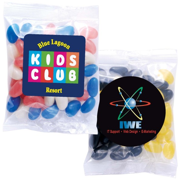Corporate Colour Mini Jelly Beans in 50 Gram Cello Bag Promotional Products, Corporate Gifts and Branded Apparel