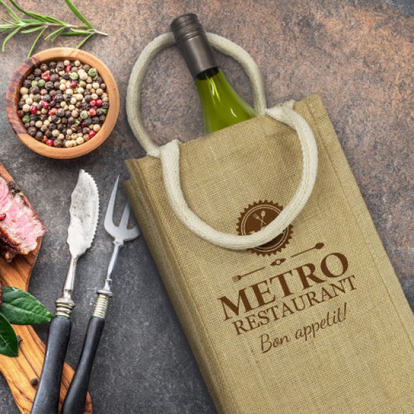 Donato Jute Double Wine Carrier Promotional Products, Corporate Gifts and Branded Apparel