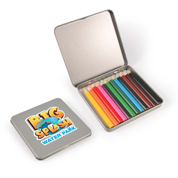 Doodle 12 Pencils in Tin Promotional Products, Corporate Gifts and Branded Apparel