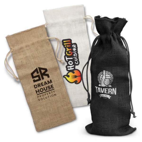 Jute Wine Drawstring Bag Promotional Products, Corporate Gifts and Branded Apparel