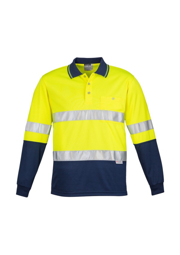 Mens Hi Vis Spliced Long Sleeve Polo - Hoop Taped Promotional Products, Corporate Gifts and Branded Apparel