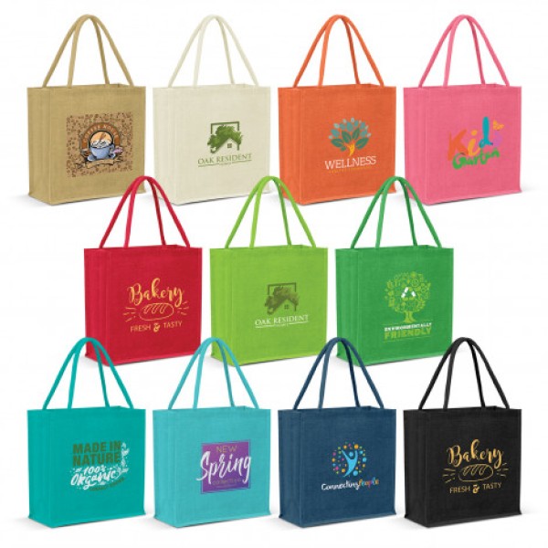 Monza Jute Tote Bag - Colour Match Promotional Products, Corporate Gifts and Branded Apparel