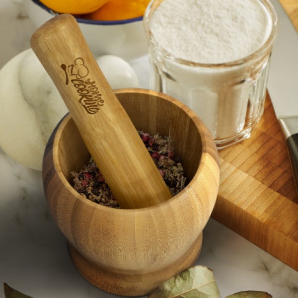 NATURA Bamboo Mortar and Pestle Promotional Products, Corporate Gifts and Branded Apparel