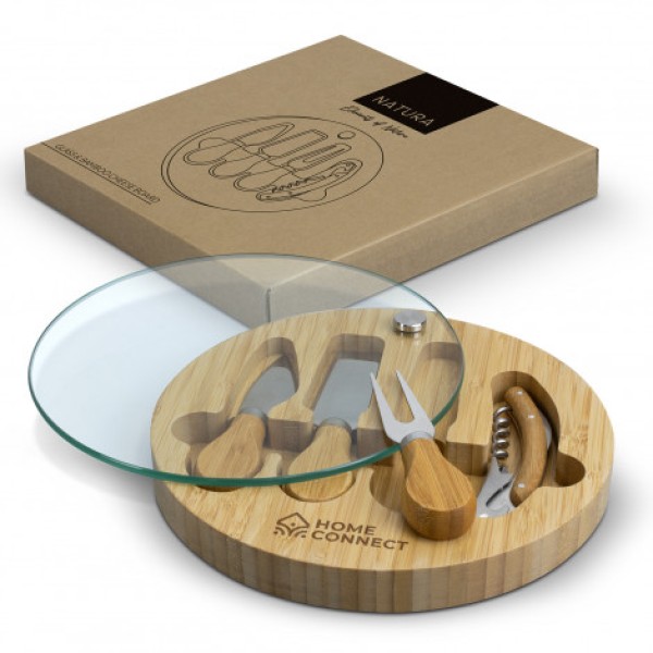 NATURA Glass & Bamboo Cheese Board Promotional Products, Corporate Gifts and Branded Apparel