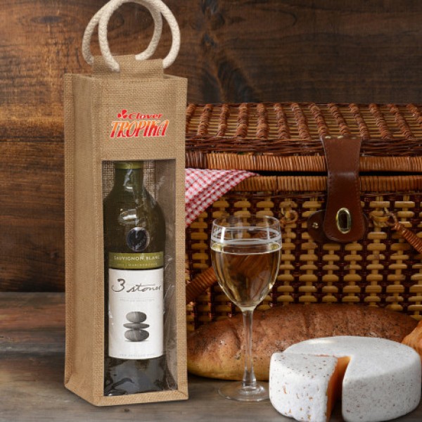 Serena Jute Wine Carrier Promotional Products, Corporate Gifts and Branded Apparel