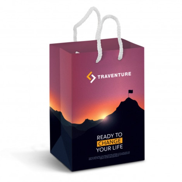 Small Laminated Paper Carry Bag - Full Colour Promotional Products, Corporate Gifts and Branded Apparel