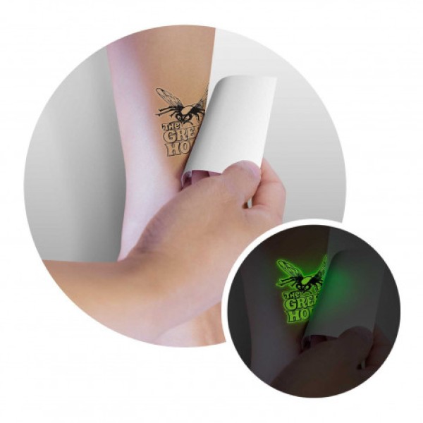 Temporary Tattoo Glow in the Dark - 51mm x 51mm Promotional Products, Corporate Gifts and Branded Apparel