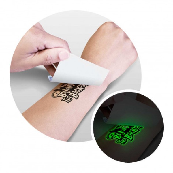 Temporary Tattoo Glow in the Dark - 51mm x 76mm Promotional Products, Corporate Gifts and Branded Apparel