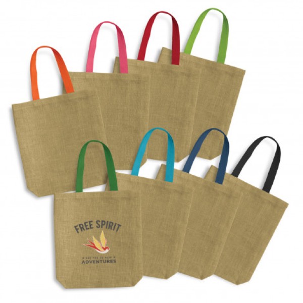 Thera Jute Tote Bag - Coloured Handles Promotional Products, Corporate Gifts and Branded Apparel