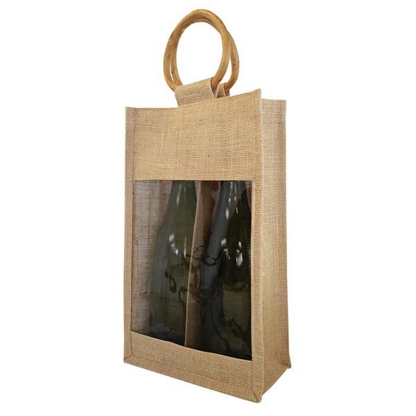 Two Bottle Jute Tote Bag Promotional Products, Corporate Gifts and Branded Apparel