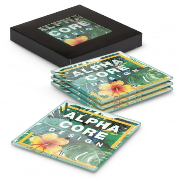 Venice Glass Coaster Set of 4 Square - Full Colour Promotional Products, Corporate Gifts and Branded Apparel