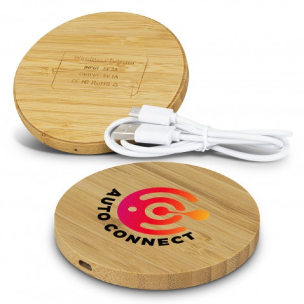 Vita Bamboo Wireless Charger - Round Promotional Products, Corporate Gifts and Branded Apparel