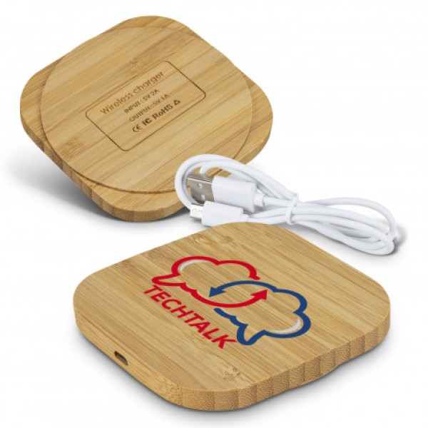 Vita Bamboo Wireless Charger - Square Promotional Products, Corporate Gifts and Branded Apparel