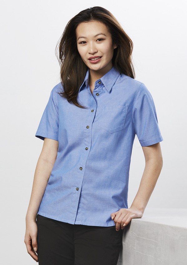 Womens Chambray Short Sleeve Shirt Promotional Products, Corporate Gifts and Branded Apparel